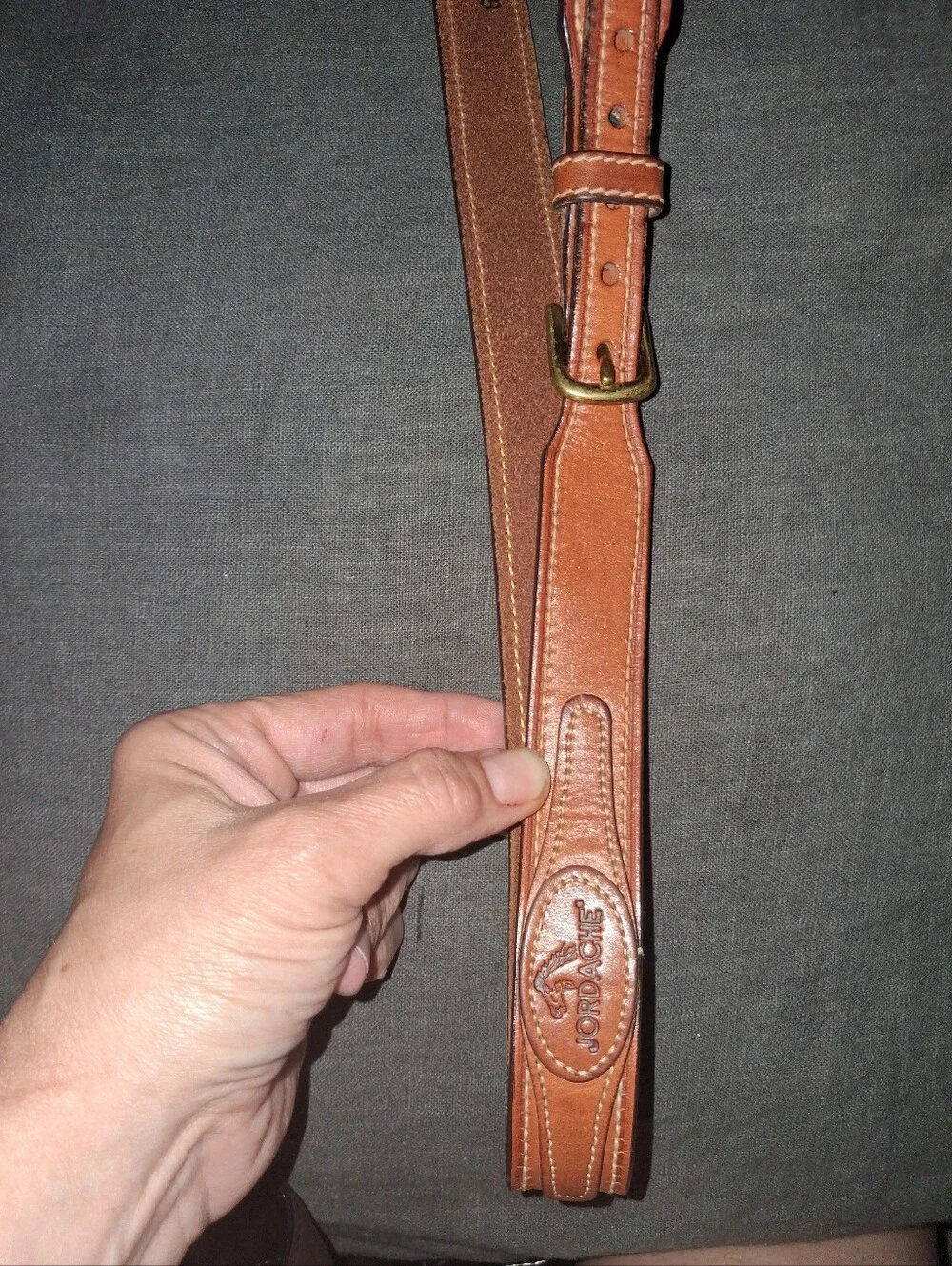 Jordache Brown Leather Belt with Contrast Stitching